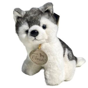 Aurora Husky Puppy Dog Wolf Plush Stuffed Animal white grey vintage NWT